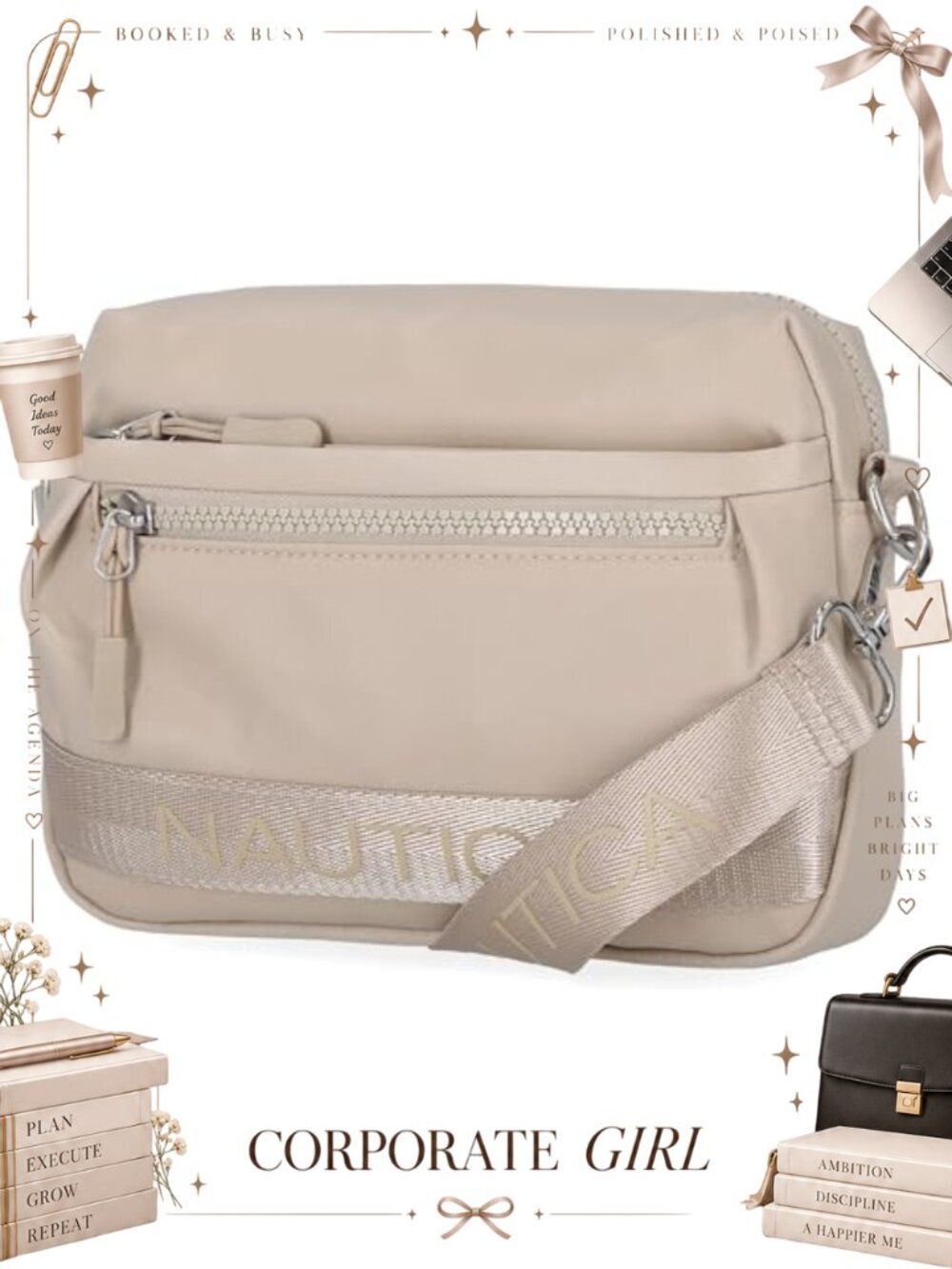 Nylon Bean Bag Crossbody Bag with Adjustable Shoulder Strap